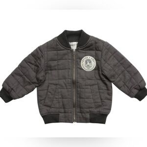 Rylee + Cru - Charcoal Quilted Bomber Jacket - Charcoal
